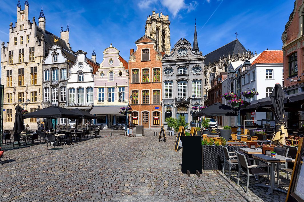 Grote Markt in Mechelen, Belgium. Mechelen is a city and municip