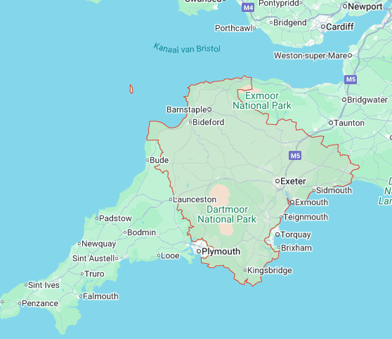 Kaartje Devon ZW Engeland 4